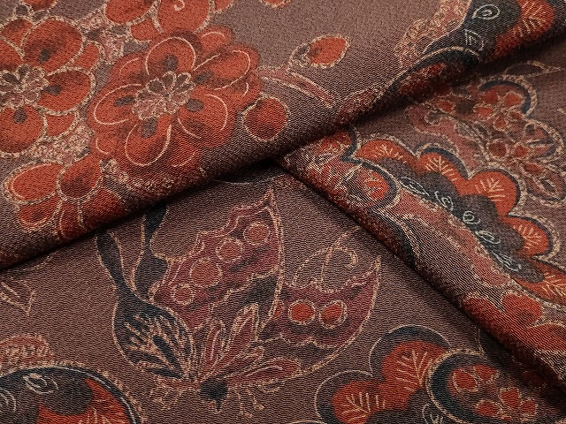 平和屋着物●上質な小紋　鳳凰花蝶松文　鬼しぼ縮緬　正絹　逸品　未使用　CABA1577gh