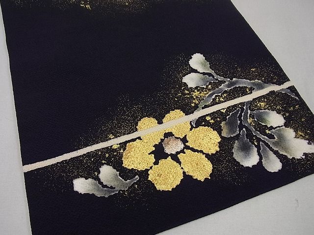 平和屋□極上 浦野理一 金彩友禅 九寸開き名古屋帯 唐草文