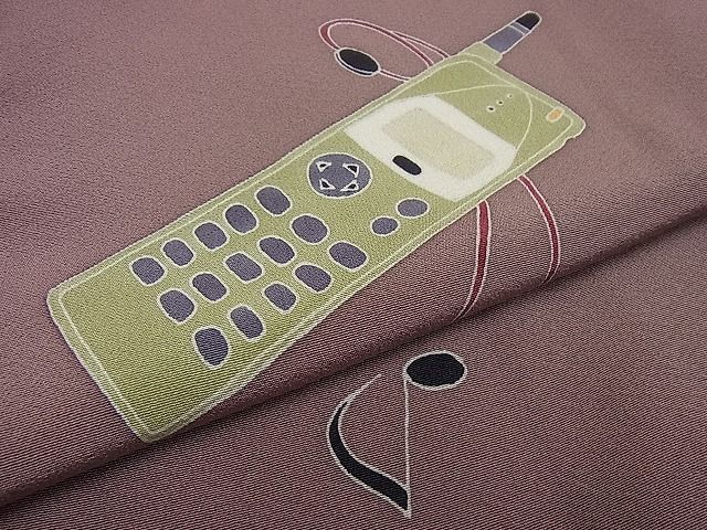 平和屋本店□極上 小紋 希少柄 携帯電話 音符 逸品3s1808