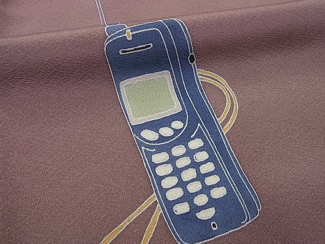 平和屋本店■極上　小紋　希少柄　携帯電話　音符　逸品3s1808 平和屋本店□極上 小紋 希少柄 携帯電話 音符 逸品3s1808