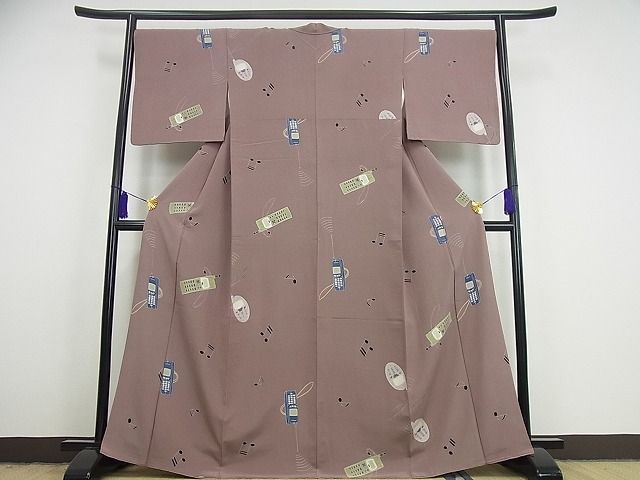 平和屋本店■極上　小紋　希少柄　携帯電話　音符　逸品3s1808