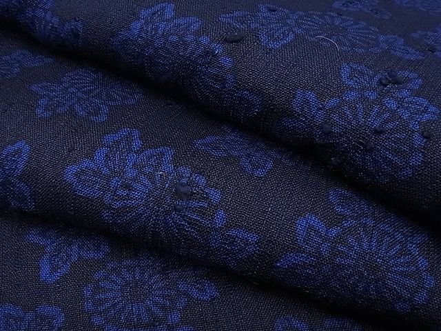 平和屋本店■極上 浦野理一 経節紬 型染 菊尽くし 逸品 未使用3s1830