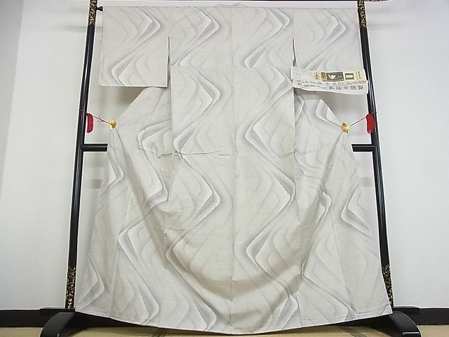 平和屋本店■極上 本場大島紬 桑原織物伝統工芸作家 二代目 桑原啓之介 白大島 7マルキ 片羽白絣 東方経路 逸品 未使用 3kk4002