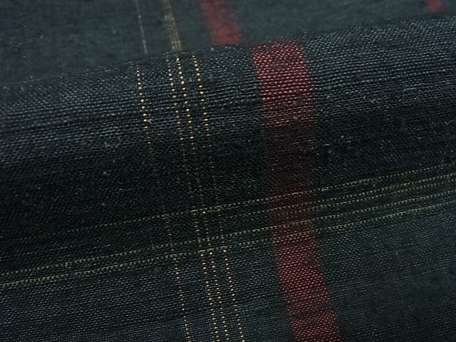 平和屋本店□極上 郡上紬 草木染 格子柄 証紙付き 逸品3s5392