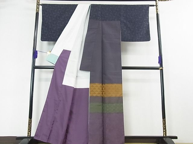 平和屋本店○極上 伝統工芸士 曽根武勇 訪問着 お召地 名物裂横段文