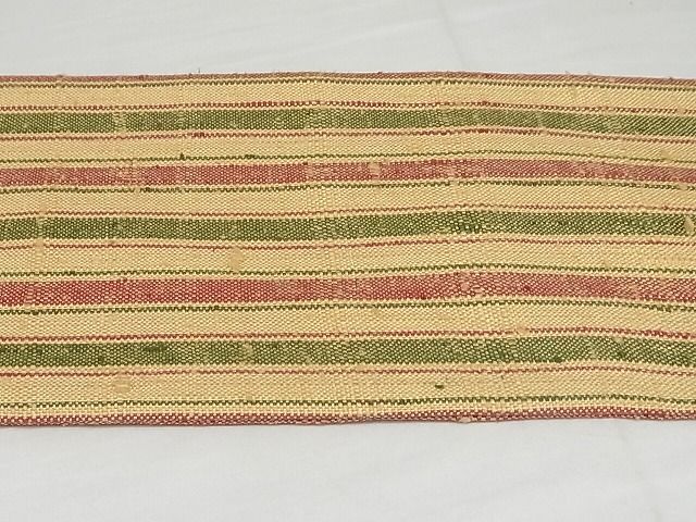 平和屋本店□極上 伊兵衛織 工芸手織 九寸名古屋帯 縞 正絹 逸品