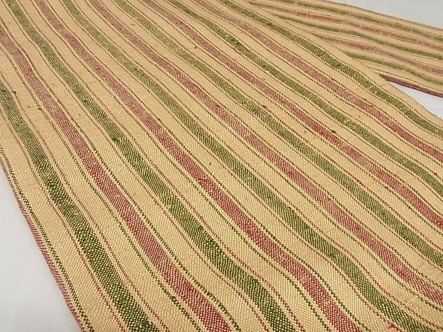 平和屋本店■極上　伊兵衛織　工芸手織　九寸名古屋帯　縞　正絹　逸品　未使用　3kk4684 平和屋本店□極上 伊兵衛織 工芸手織 九寸名古屋帯 縞 正絹 逸品