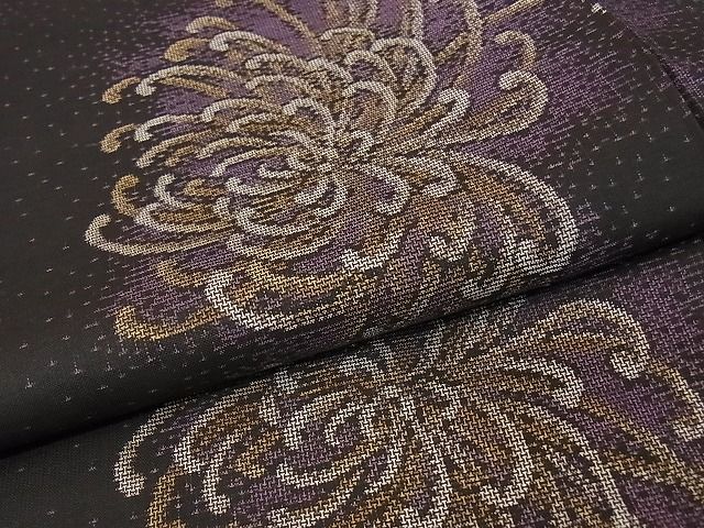 平和屋本店□極上 本場大島紬 9マルキ 泥染め 地空き 乱菊 着丈166.5