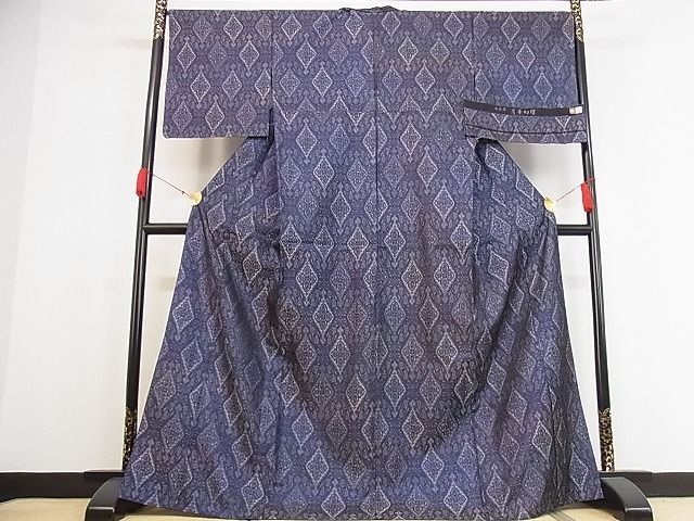 平和屋本店■極上　西陣　月華幻耀　お召　単衣　羽衣箔　花菱文　反端付き　着丈169cm　裄丈67.5cm　正絹　逸品　未使用　4kk4212