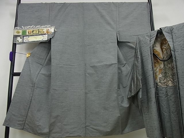 平和屋本店■極上　男性　本場真綿絢結城紬　ひげ紬羽織セット　スーパーキング　霞文文　証紙付き　逸品3s5712