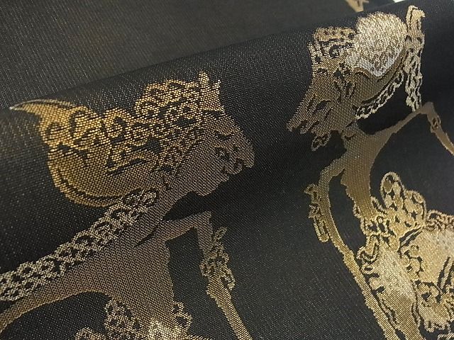 平和屋本店□極上 洛風林 工芸帯地 太鼓柄袋帯 壁画文様 金糸