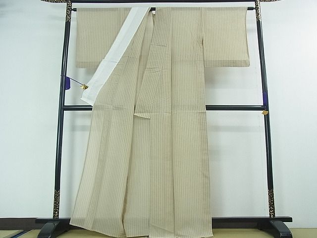 平和屋本店■極上　夏物　本塩沢　夏塩沢　縞　星野謹製　証紙付き　逸品　DZAA1936kh4_2
