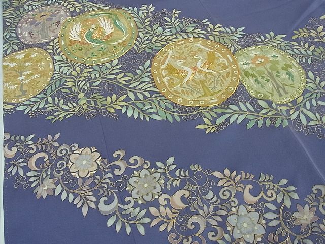 平和屋本店□極上 創業460年・千總 色留袖 駒刺繍 鳳凰花