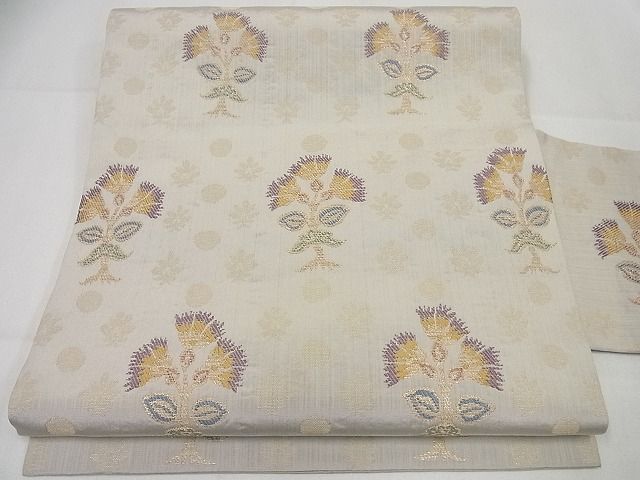 平和屋本店□極上 洛風林 工芸帯地 九寸名古屋帯 枝花