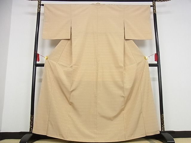 平和屋本店■極上　お召　ロートン織　道屯織　浅黄×黄色　着丈164cm　裄丈64.5cm　正絹　逸品　4kk0037 平和屋本店□極上 お召 ロートン織 道屯織 浅黄×黄色 着丈164cm