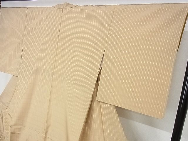 平和屋本店□極上 お召 ロートン織 道屯織 浅黄×黄色 着丈164cm