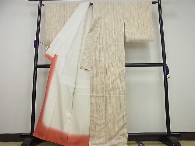 平和屋本店●極上　染司よしおか　五代目　吉岡幸雄　紬　縞　逸品4s299_2
