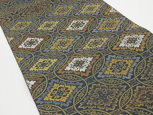 平和屋本店□極上 伝統工芸士 曽根武勇 両面全通柄袋帯 花