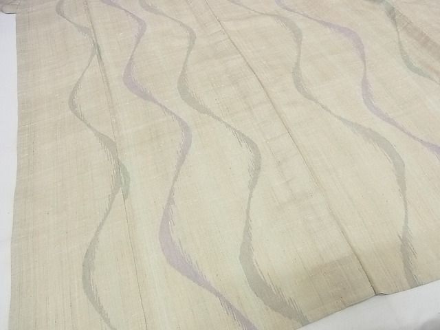 平和屋本店□極上 結城紬 単衣 ちぢみ織 よろけ縞 奥順謹製 証紙付き