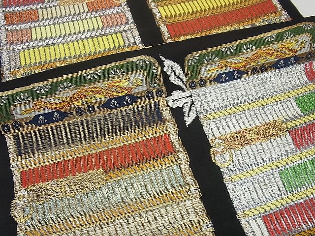 平和屋本店□極上 龍村平蔵柄 本袋帯 威毛錦 金銀糸 黒地