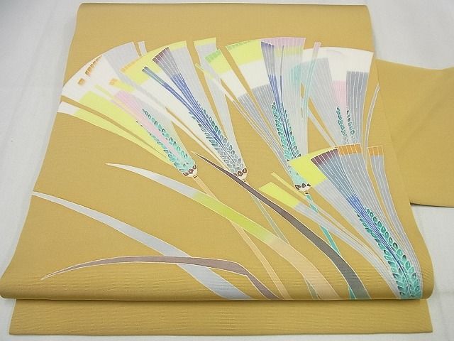 平和屋本店■極上　本加賀友禅作家　中町博志　塩瀬　九寸名古屋帯　草木文　逸品　未使用4s443