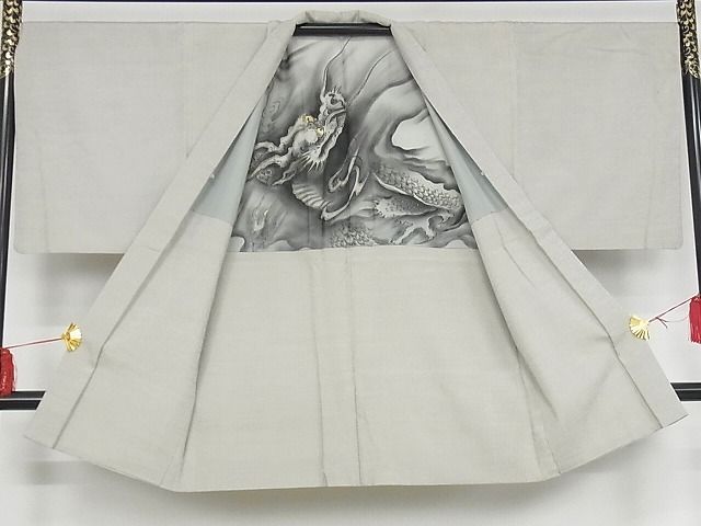 平和屋本店■極上　男性　本塩沢　アンサンブル　蚊絣　羽裏・龍　正絹　逸品　KAAA0429kk4 平和屋本店□極上 男性 本塩沢 アンサンブル 蚊絣 羽裏・龍 正絹 逸品