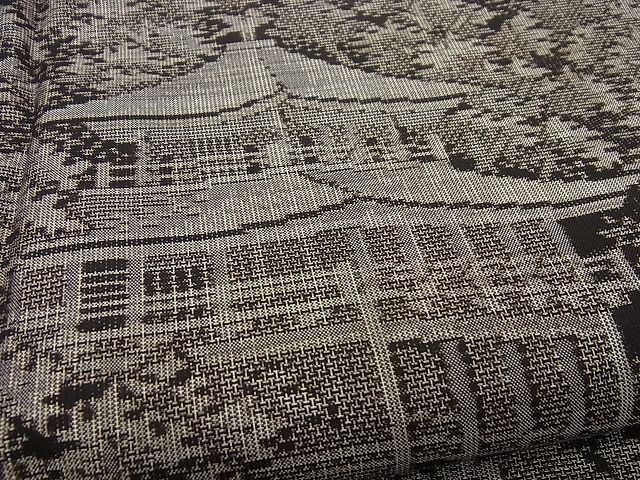 平和屋本店■極上　本場大島紬　泥染め　12マルキ　十八算　極上細微絣　叶孝則　京風景文　上代200万　ほていや扱い　証紙付き　逸品4s604 平和屋本店□極上 本場大島紬 泥染め 12マルキ 十八算 極上細微絣 叶