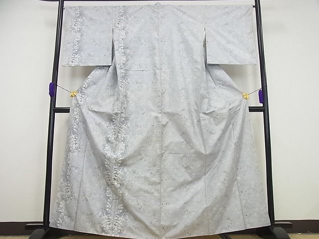 平和屋本店□極上 本場大島紬 訪問着 白大島 9マルキ 立波飛鶴