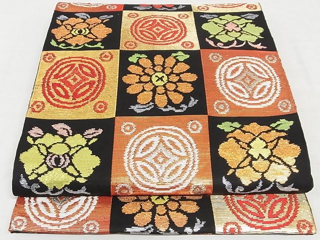 平和屋本店●最高級　龍村平蔵製　本袋帯　遠州錦　黒地　金銀糸　正絹　逸品　KAAA10276kk4