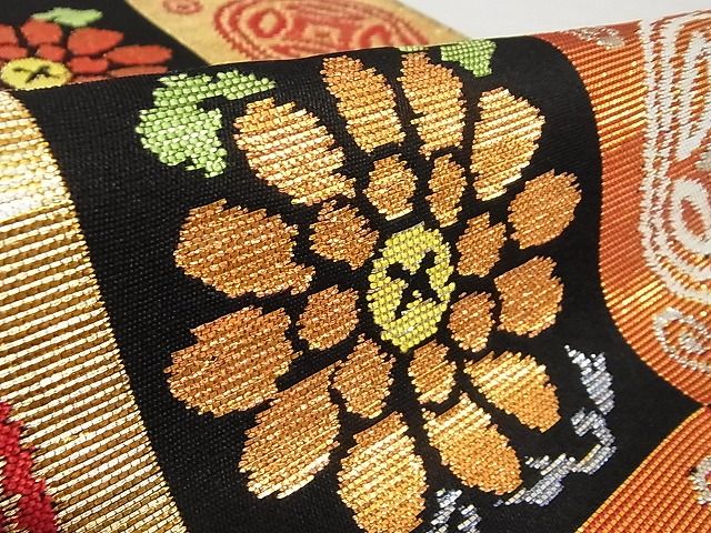 平和屋本店●最高級　龍村平蔵製　本袋帯　遠州錦　黒地　金銀糸　正絹　逸品　KAAA10276kk4_2