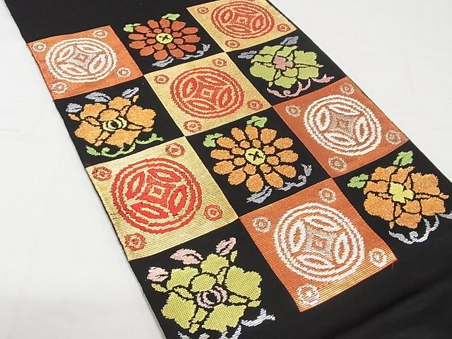 平和屋本店●最高級　龍村平蔵製　本袋帯　遠州錦　黒地　金銀糸　正絹　逸品　KAAA10276kk4_1