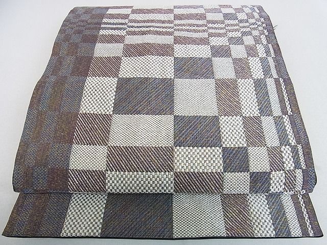 平和屋着物●西陣　洛陽織物謹製　六通柄袋帯　変わり格子　金銀糸　証紙付き　逸品　DAAB3041op
