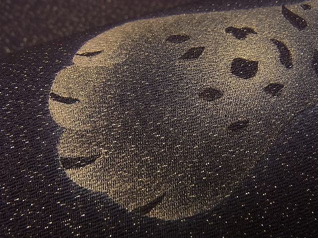 平和屋本店□太鼓柄袋帯 手描き ヒョウ 金銀彩 金通し地 逸品 BAAA3020zb4