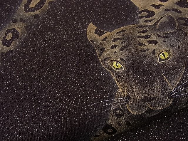 平和屋本店□太鼓柄袋帯 手描き ヒョウ 金銀彩 金通し地 逸品 BAAA3020zb4