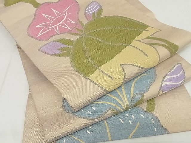 平和屋本店□極上 工芸呉服 芥川別誂 六通柄 本袋帯 朝顔