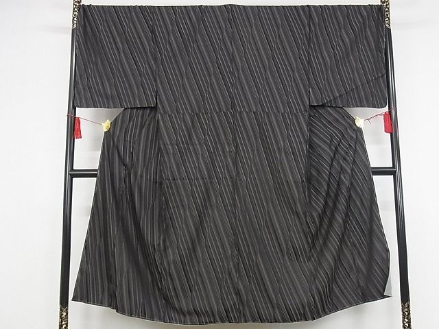 平和屋本店■極上　男性　お召　よろけ縞　正絹　逸品　未使用　KAAA0635kk4