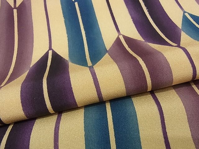 平和屋本店□極上 紅型染 小紋 矢羽根文 浜ちりめん 反端付き