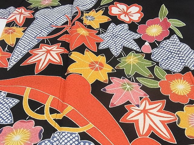 平和屋本店□極上 和染紅型 栗山紅型 栗山吉三郎 振袖 舞花文 傘