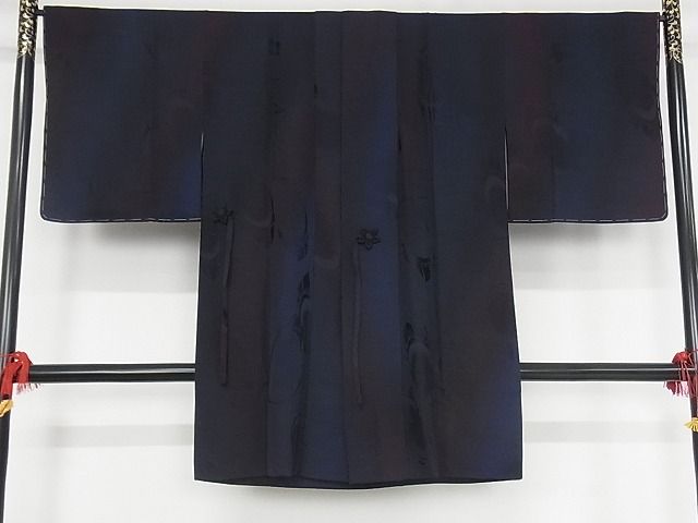 平和屋本店■極上　道中着　ロング丈　紗縞　暈し染め　正絹　逸品　未使用　KAAA0585kk4