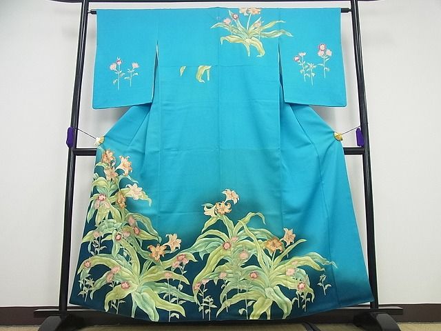 平和屋本店■極上　野口彦太郎　大彦三代目　江戸染繍友禅　訪問着　草花文　逸品4s688