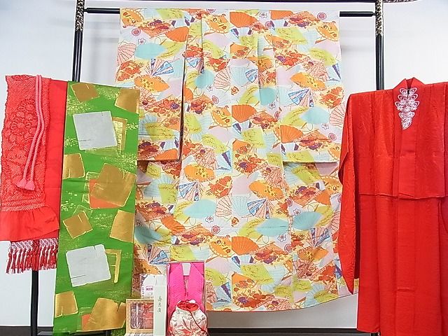 平和屋本店□極上 子供 七五三 女の子 7歳 祝着・襦袢(無双仕立て・半衿