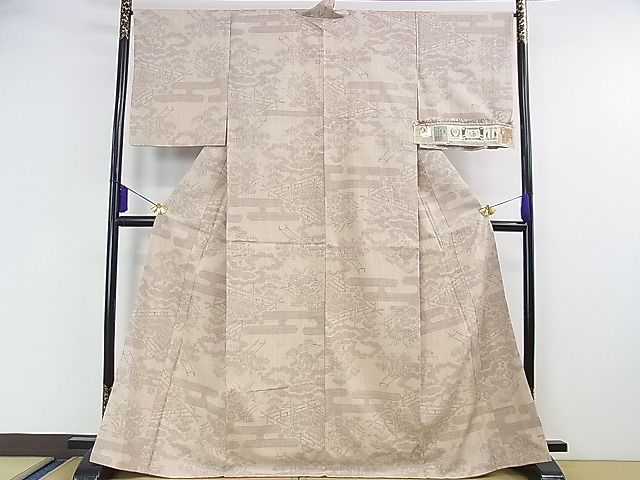 平和屋着物○結城紬 100亀甲 飛び亀甲 松竹梅 証紙付き 正絹 逸品