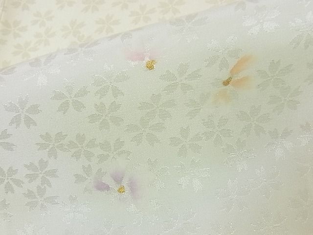 平和屋本店□上質な長襦袢 袷 舞花文 暈し染め 半衿刺繍