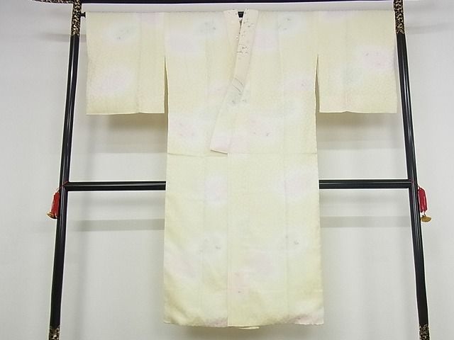 平和屋本店■上質な長襦袢　袷　舞花文　暈し染め　半衿刺繍　逸品　DZAA6105kh5