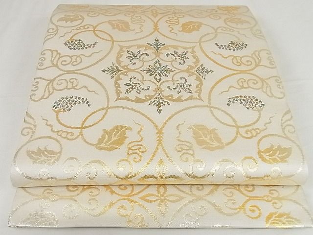 平和屋本店■極上　三代目　龍村光峯　六通柄　本袋帯　彩綾葡萄文錦　金銀糸　正絹　逸品　KAAA10373kk4