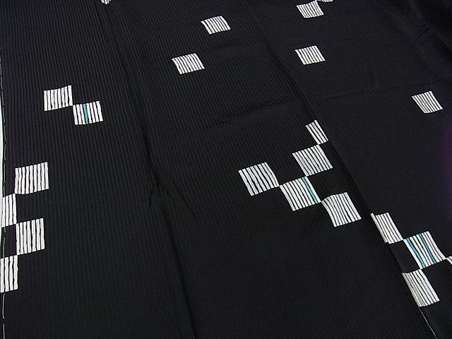 平和屋本店□極上 男性 東京友禅 菅有鬼一 小紋 色紙文 黒地 逸品 未