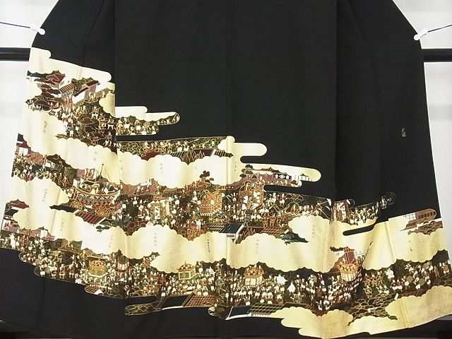 平和屋着物□松尾光琳 黒留袖 駒刺繍 平安人物風景 金彩 逸品 平和屋着物□松尾光琳 黒留袖 駒刺繍 平安人物風景 金彩 逸品
