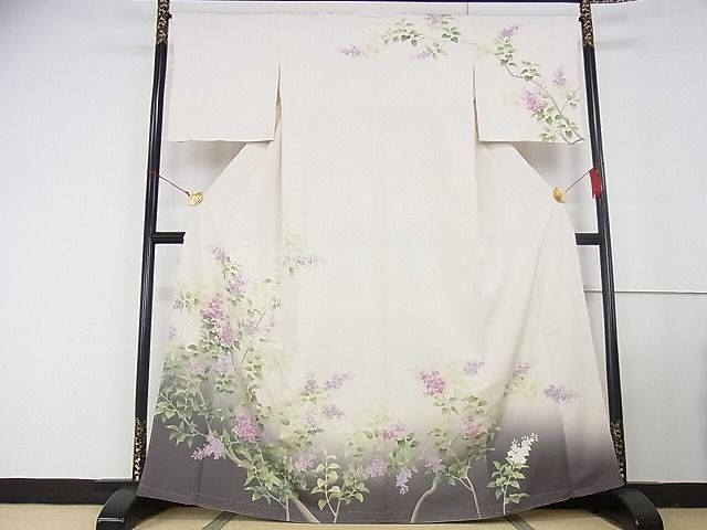 平和屋本店●極上　名門染元　秀美　十日町友禅　龍谷　訪問着　枝花文　暈し染め　正絹　逸品　未使用　KAAA0786kk4