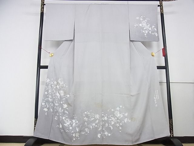 平和屋着物○上質な小紋 紬地 霞文 反端付き 正絹 逸品 AABB5468ck