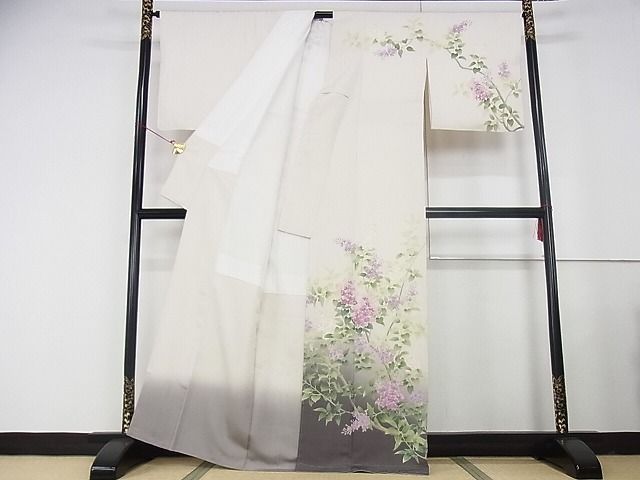 平和屋本店●極上　名門染元　秀美　十日町友禅　龍谷　訪問着　枝花文　暈し染め　正絹　逸品　未使用　KAAA0786kk4_1